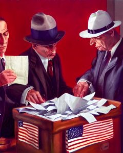 Voter Fraud painting - Stuffing the Ballot Box - Election Integrity Watch